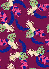 Tropical pattern, Digital print seamless, JPG in Repeat (rapport), Resolution 300 DPI, ideal for fashion, decoration and stationery.