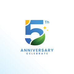 5 Th Anniversary Celebration Number Vector Design Collection