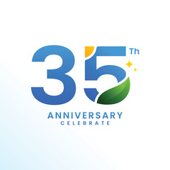 35 Th Anniversary Celebration Number Vector Design Collection