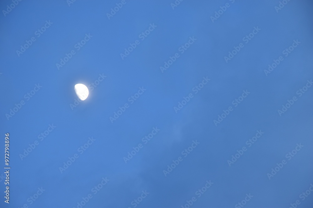 Wall mural half moon floating from rain cloud on sky in twilight background
