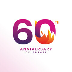 60 Th Anniversary Celebration Number Vector Design Collection