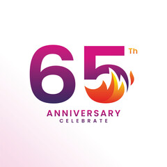 65 Th Anniversary Celebration Number Vector Design Collection