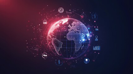 Obraz premium globes with business icons, AI 