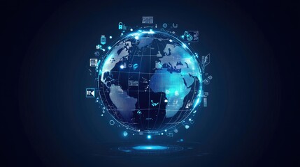 Obraz premium globes with business icons, AI 