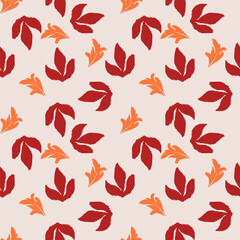 Red and orange embroidery, motif ethnic ikat seamless textile illustration, print striped ornament, pattern, design for wrapping, silk, scarf, clothing, background, textile, carpets, curtains.