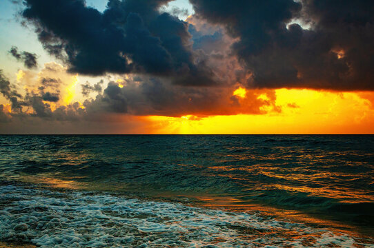 stormy sunrise over the ocean