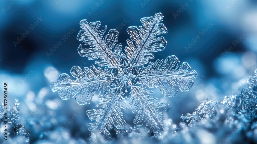 Poster intricate snowflake sparkling on a cold winter day