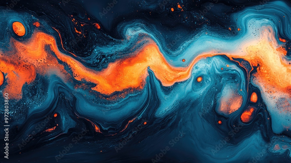 Poster abstract colorful paint swirling and mixing, creating intriguing shapes