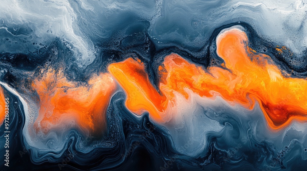 Poster abstract colorful paint swirling and mixing, creating intriguing shapes