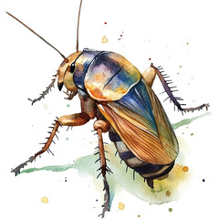 cute Cockroach watercolor clipart illustration isolated