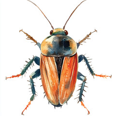 cute Cockroach watercolor clipart illustration isolated