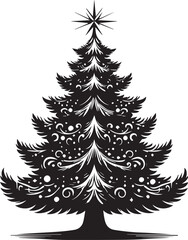 Christmas tree silhouette vector art.