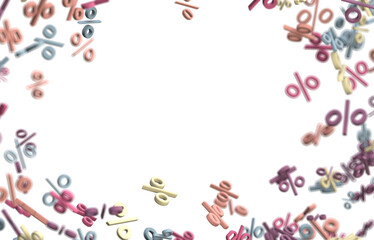 percent shopping digital in 3d. background