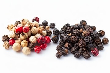 Obraz premium A fresh Peppercorn and Peppercorn Power isolated on white