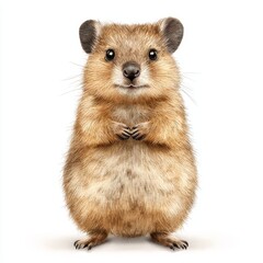 Fototapeta premium Adorable Baby Quokka Watercolor Painting with Realistic Fur Detail, High-Quality 8k.