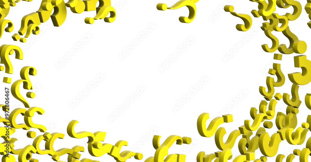 Poster question marks background. 3D Rendering.