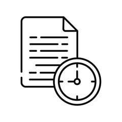 clock line icon with white background vector stock illustration