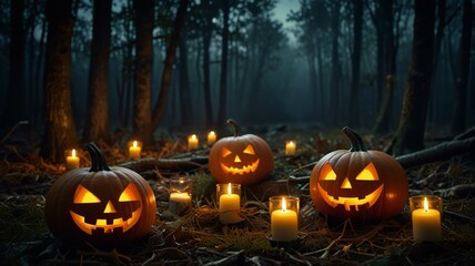 halloween pumpkin in the forest
