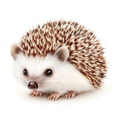 Obraz premium Adorable Baby Hedgehog Watercolor Illustration with Intricate Details and Soft Shading on White Background.