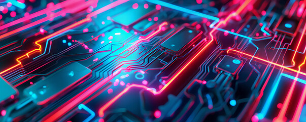 Fototapeta premium neon micro scheme transistor electricity internet
