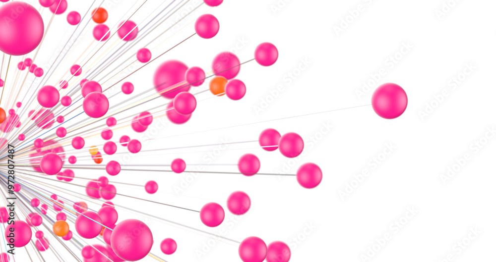 Poster Global network. Blockchain. 3D illustration. Neural networks and artificial intelligence. Abstract