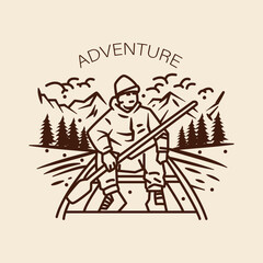 Line art vector natural adventure illustration