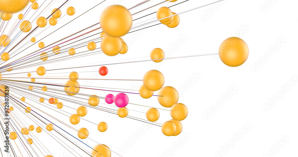 Aufkleber Global network. Blockchain. 3D illustration. Neural networks and artificial intelligence. Abstract
