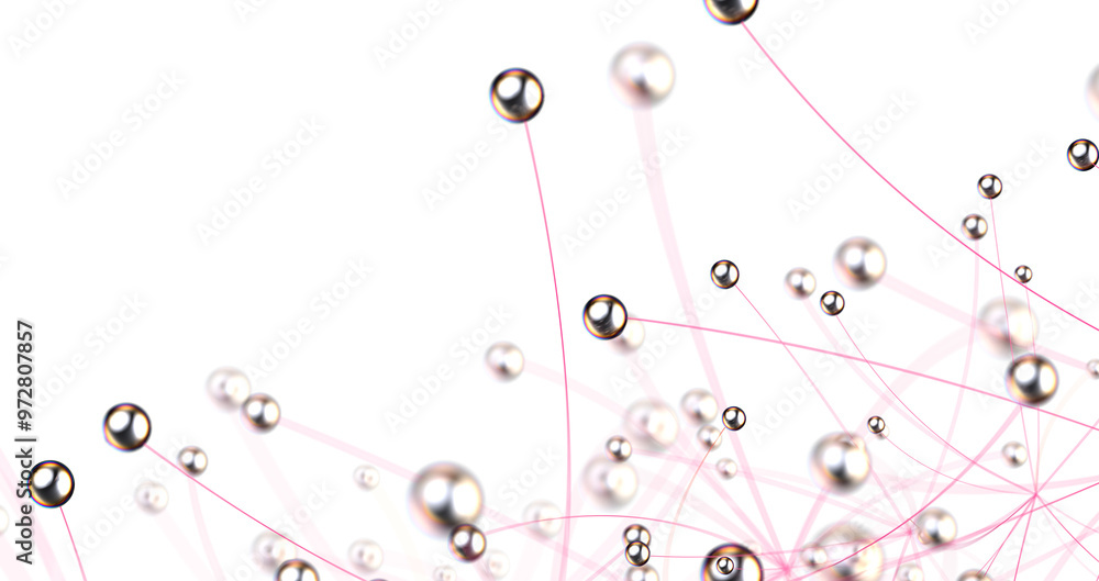 Poster Global network. Blockchain. 3D illustration. Neural networks and artificial intelligence. Abstract