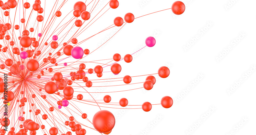 Poster Global network. Blockchain. 3D illustration. Neural networks and artificial intelligence. Abstract