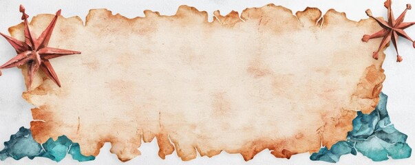 Pirate's treasure map, cursed symbols, Watercolor style