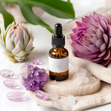 Product photography of an opac purple pastel plastic dropper 80ml. 