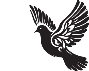 dove fly silhouette vector art.