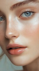 Naklejka premium Anti-aging acid treatment on a smooth face, acid treatment, skincare innovation