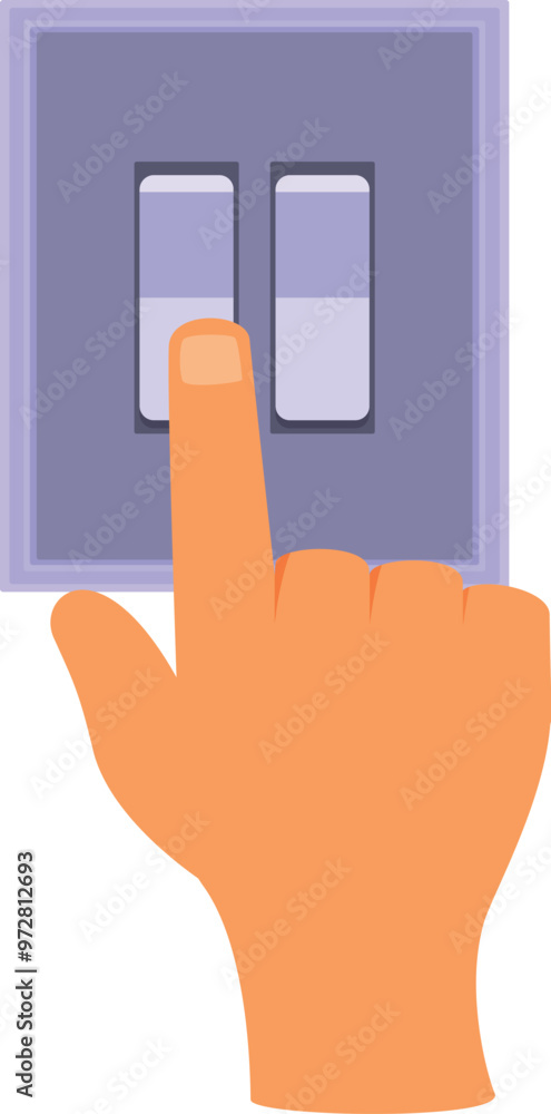 Poster hand turning on a light switch with its index finger