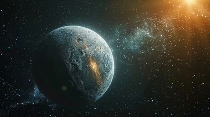 Obraz premium Orbiting the Enigmatic Planet Elysium in a Majestic Celestial Landscape