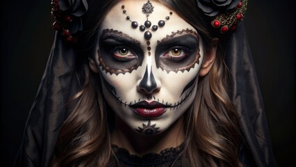 * dark and mysterious makeup design for Halloween party