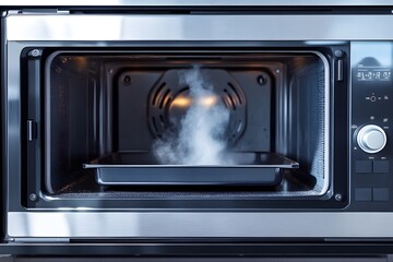 Steam rising from a microwave oven