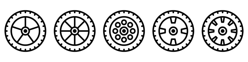 Tire icon set. car tyre or wheel vector symbol. bus or truck rim sign. © Bogdan