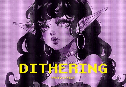 Dithering Pixel Photo Effect Mockup