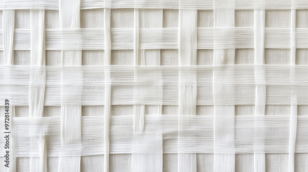 Poster close-up of white woven texture creating a modern, minimalist design pattern.