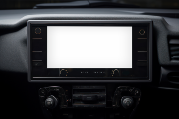 PNG car dashboard screen mockup, transparent design