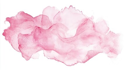 Fototapeta premium delicate pink watercolor stain on white background showcasing the soft fluid nature of the medium with subtle color variations and organic edges