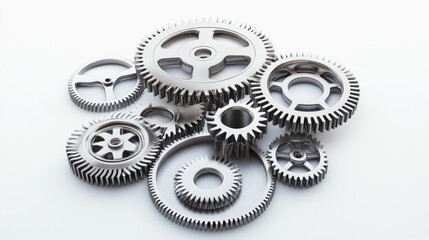 Intricate arrangement of gears, highlighting mechanical design concepts,illustrator 3D 