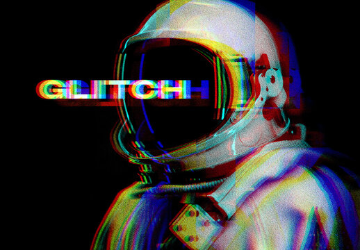 Grainy Glitch Photo Effect Mockup