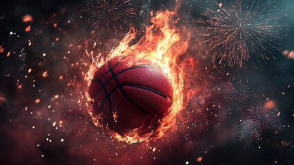 Fototapeta premium burning basketball ball