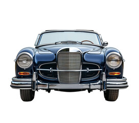 front view classic luxurious convertible car on transparent background