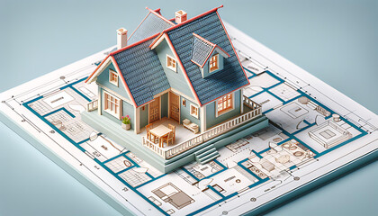 house model on architecture floorplan
