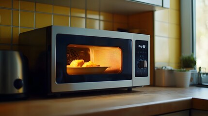 Microwave with Food Inside