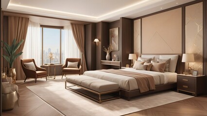 Modern Luxury Bedroom Interior Design with City View