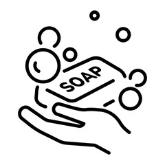Obraz premium An outline style icon of soap 